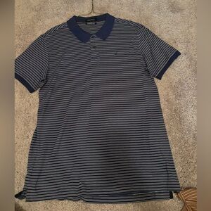 Nautica Men's Blue and White Striped Polo